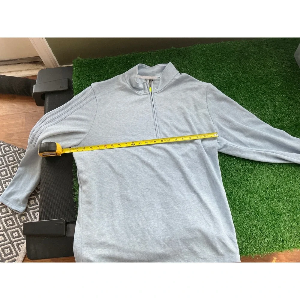 Adidas Primegreen Mens Large Light Blue Quarter Zip Golf Pullover Sweatshirt
